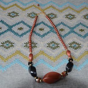 Funky Copper and Black Necklace 9"